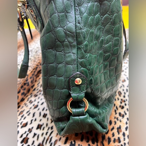 Coach Ashley Croc Embossed Leather Carry-All Hand bag hunter green - Picture 13 of 16